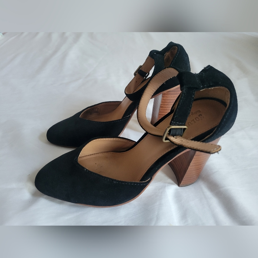 Soludos Black Velvet Collette Heels Sz 7 Bussiness Casual Career - Picture 10 of 15